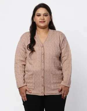 Knitted Plus Size Sweater for Women with Front Button