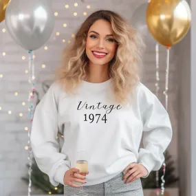 1974 Sweatshirt, 1974Birthday Year Number Sweatshirt for Women, Born In 1974 Sweater, Vintage