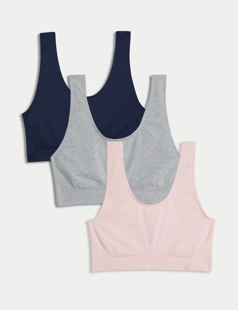 3pk Seamless Non Wired Crop Tops