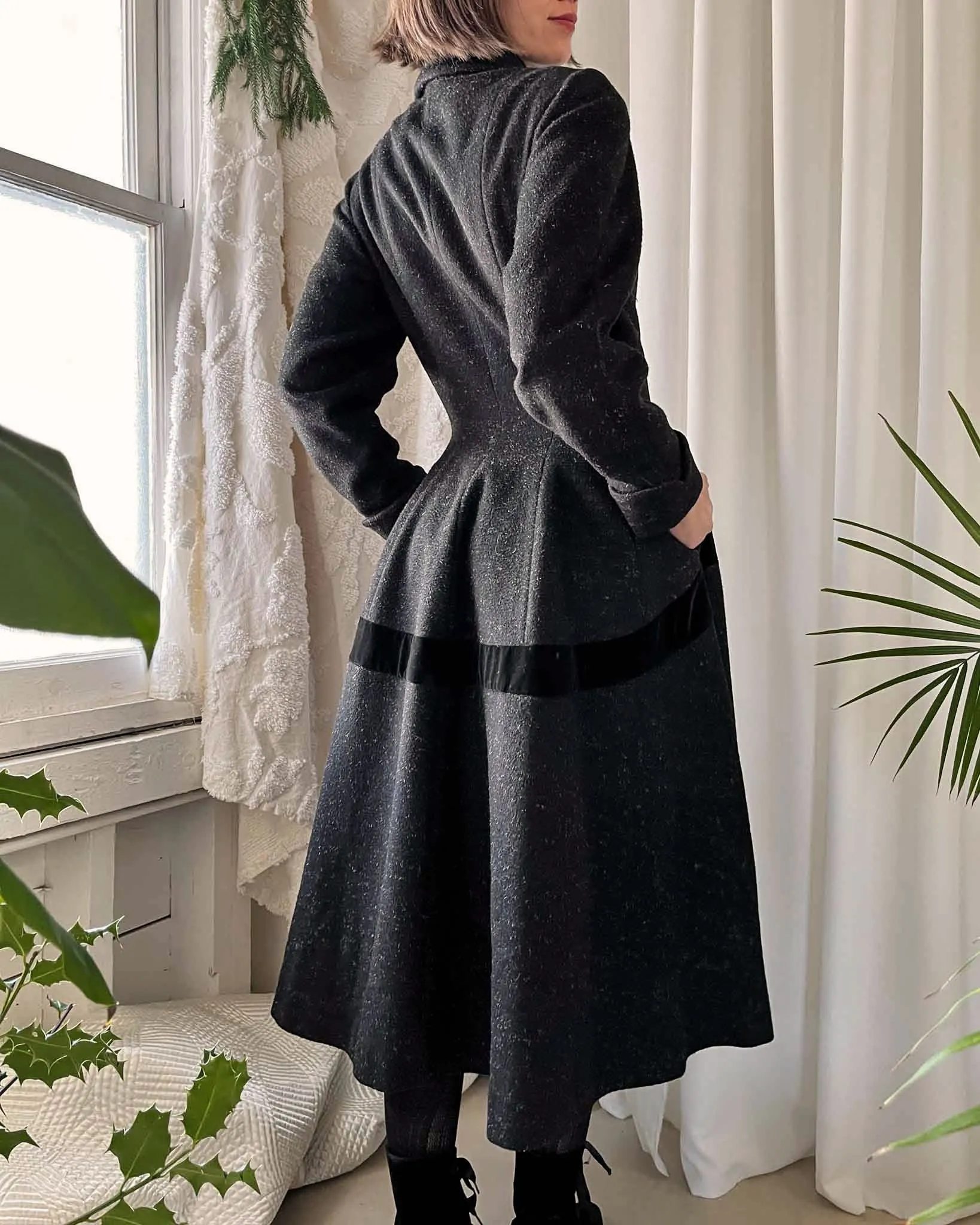 50s Wool Princess Coat | S-M