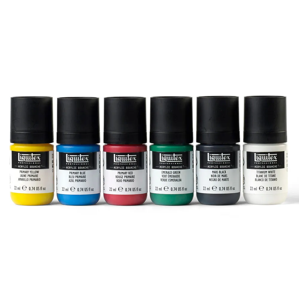 Acrylic Professional Gouache Primaries, 6x22ml (Liquitex Gouache)