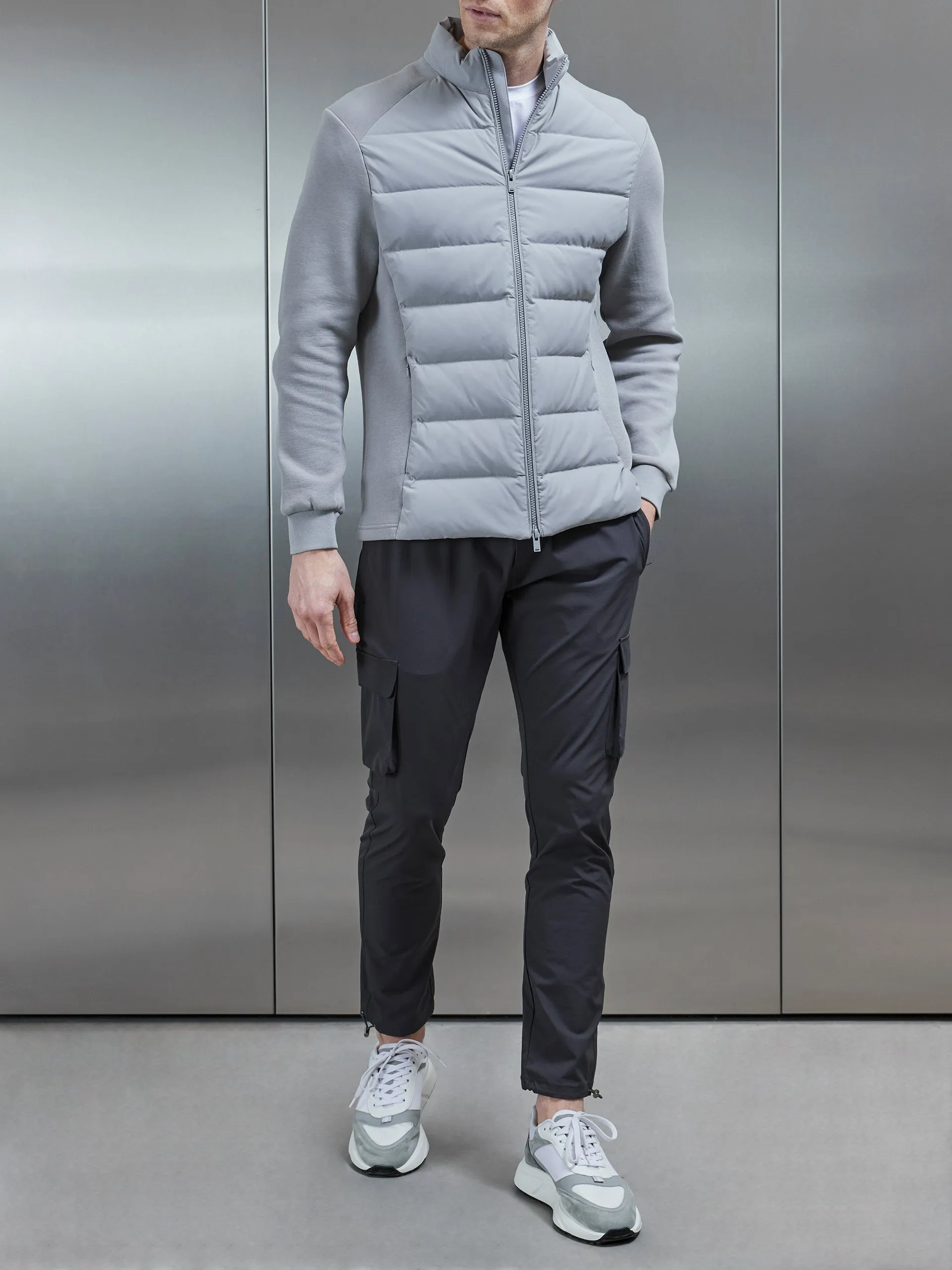 Active Hybrid Puffer Jacket in Mid Grey