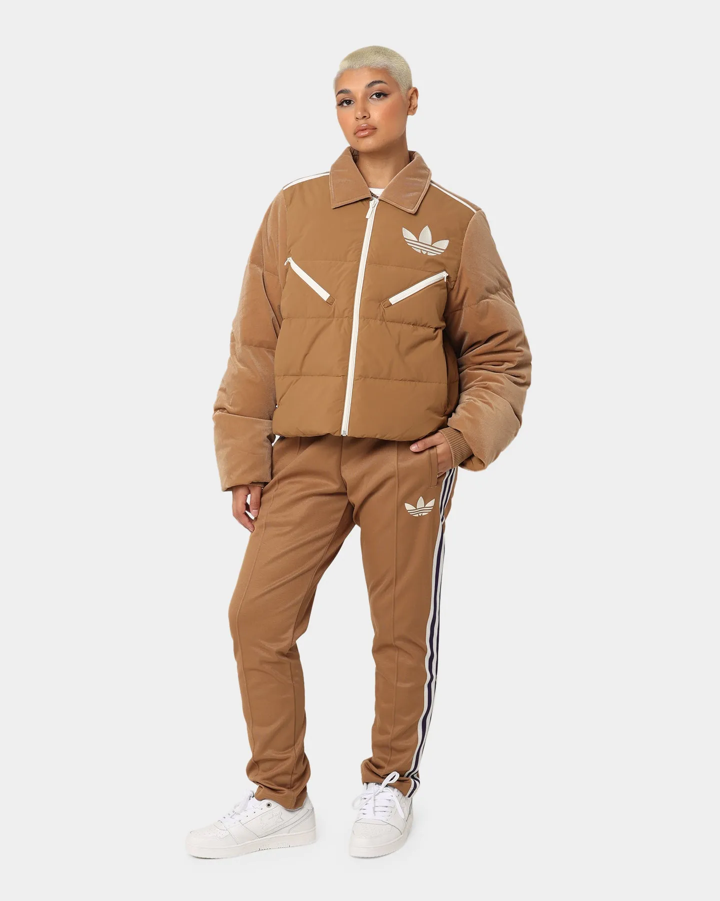 Adidas Adicolor Women's Velvet Puffer Brown Desert