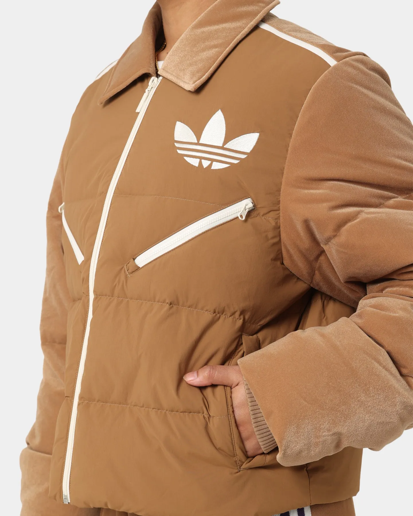 Adidas Adicolor Women's Velvet Puffer Brown Desert