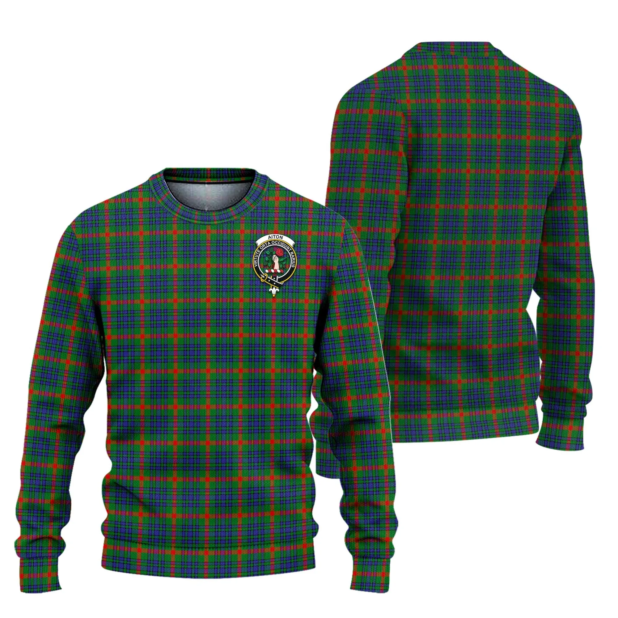 Aiton Tartan Ugly Sweater with Family Crest