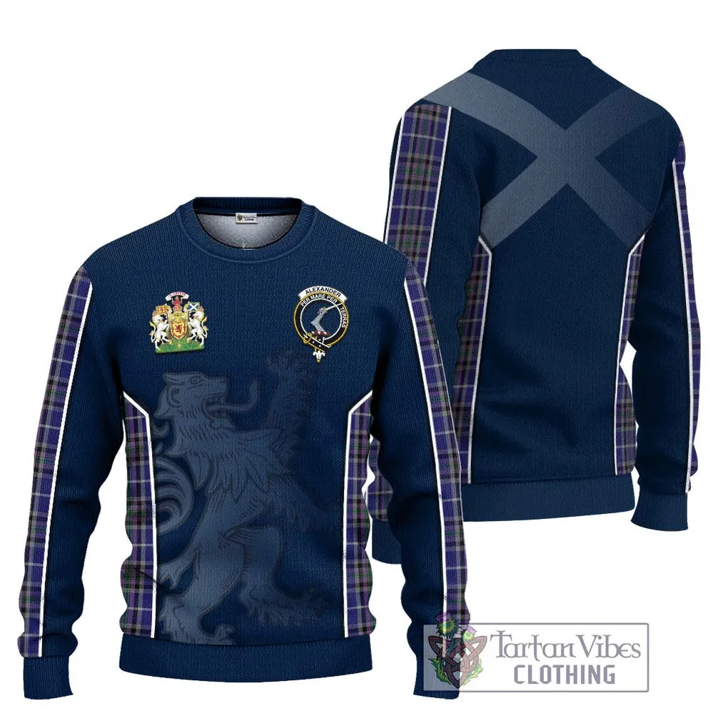 Alexander of Menstry Tartan Ugly Sweater with Family Crest and Lion Rampant Vibes Sport Style