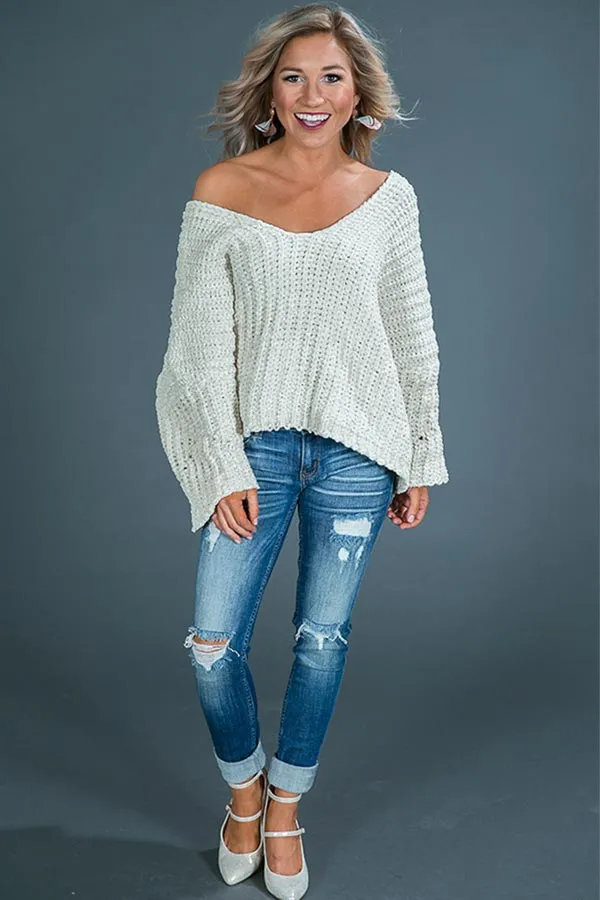 All The Goals Chenille Sweater in Cream