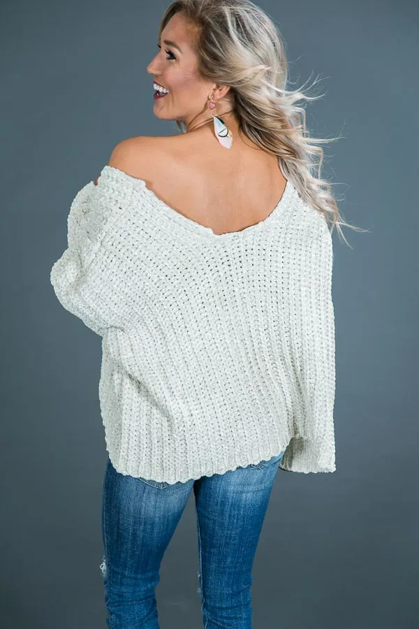 All The Goals Chenille Sweater in Cream