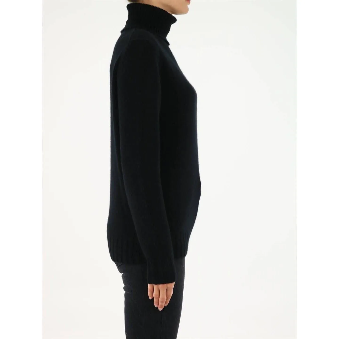 Allude Black Roll-Neck Cashmere Sweater