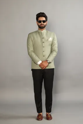 Alluring Moss Green Royal Jodhpuri Bandhgala with Black Trouser | Perfect for Formal Events , Weddings, Formal Party | Free Personalization|