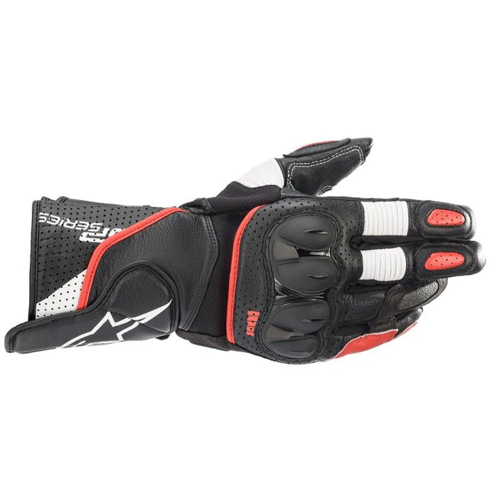 Alpinestars SP-2 v3 Motorcycle Gloves Black White Bright Red