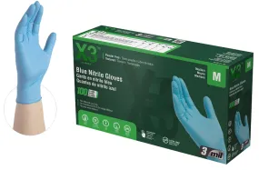 Ammex X344100 Non-Sterile Disposable Gloves, M, Nitrile, Powder-Free, Blue :BX100: QUANTITY: 1