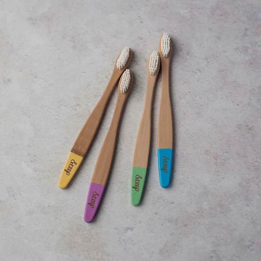 &Keep Children's Bamboo Toothbrushes - Pack of 4 Rainbow