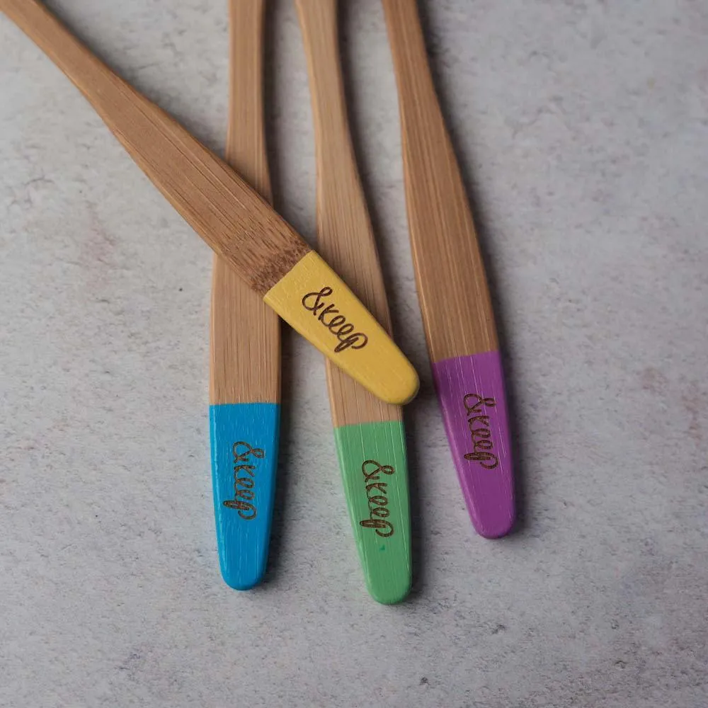 &Keep Children's Bamboo Toothbrushes - Pack of 4 Rainbow