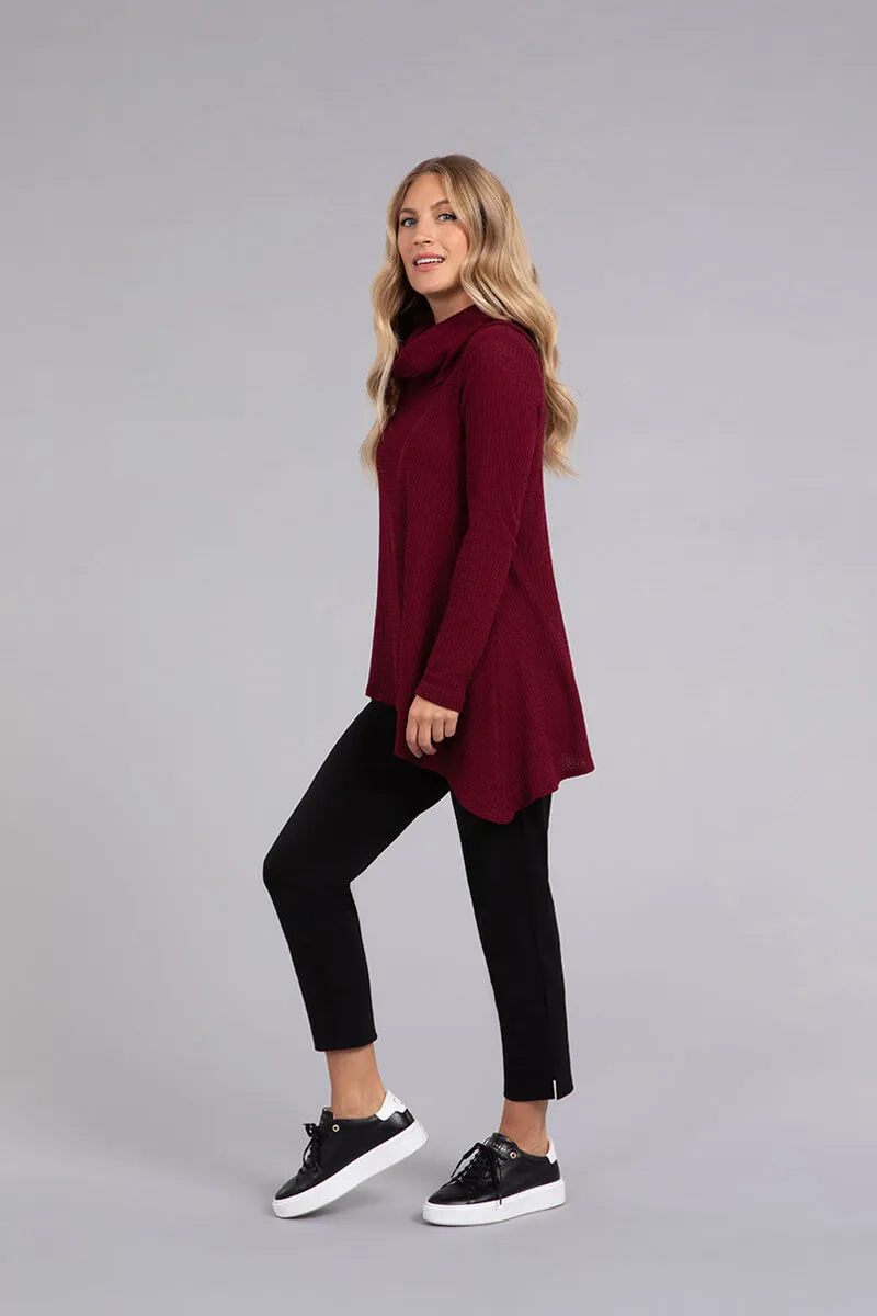 Angle Cowl Neck Waffle Sweater | Bloodstone