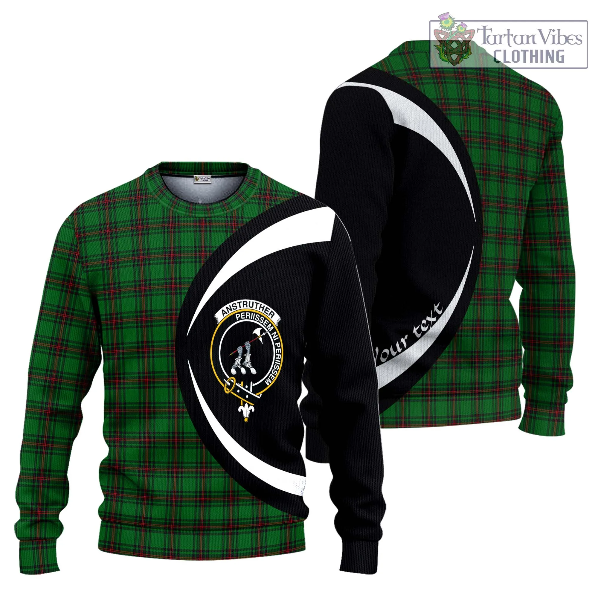 Anstruther Tartan Ugly Sweater with Family Crest Circle Style