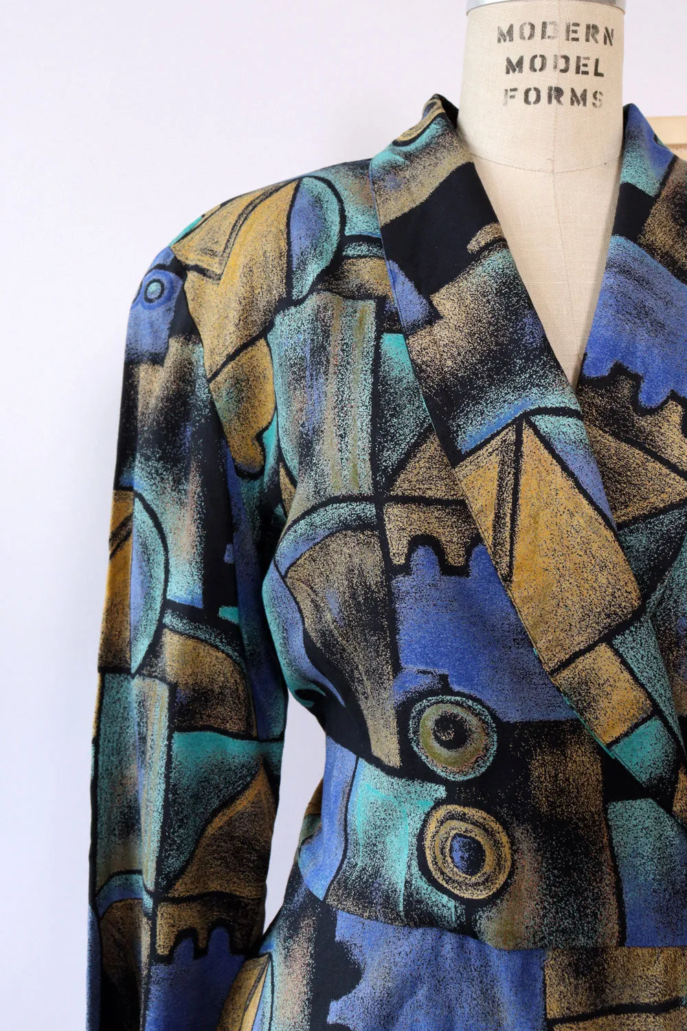 Aqua Abstract Printed Blazer L/XL