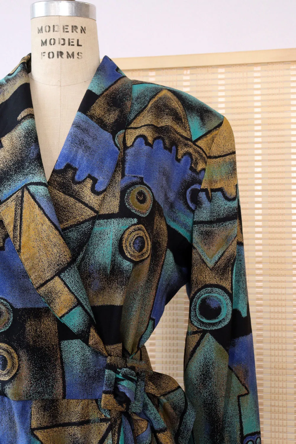 Aqua Abstract Printed Blazer L/XL