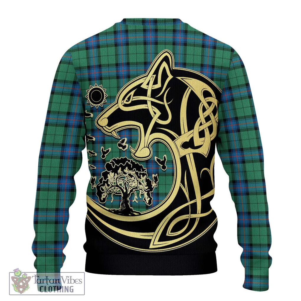 Armstrong Ancient Tartan Ugly Sweater with Family Crest Celtic Wolf Style