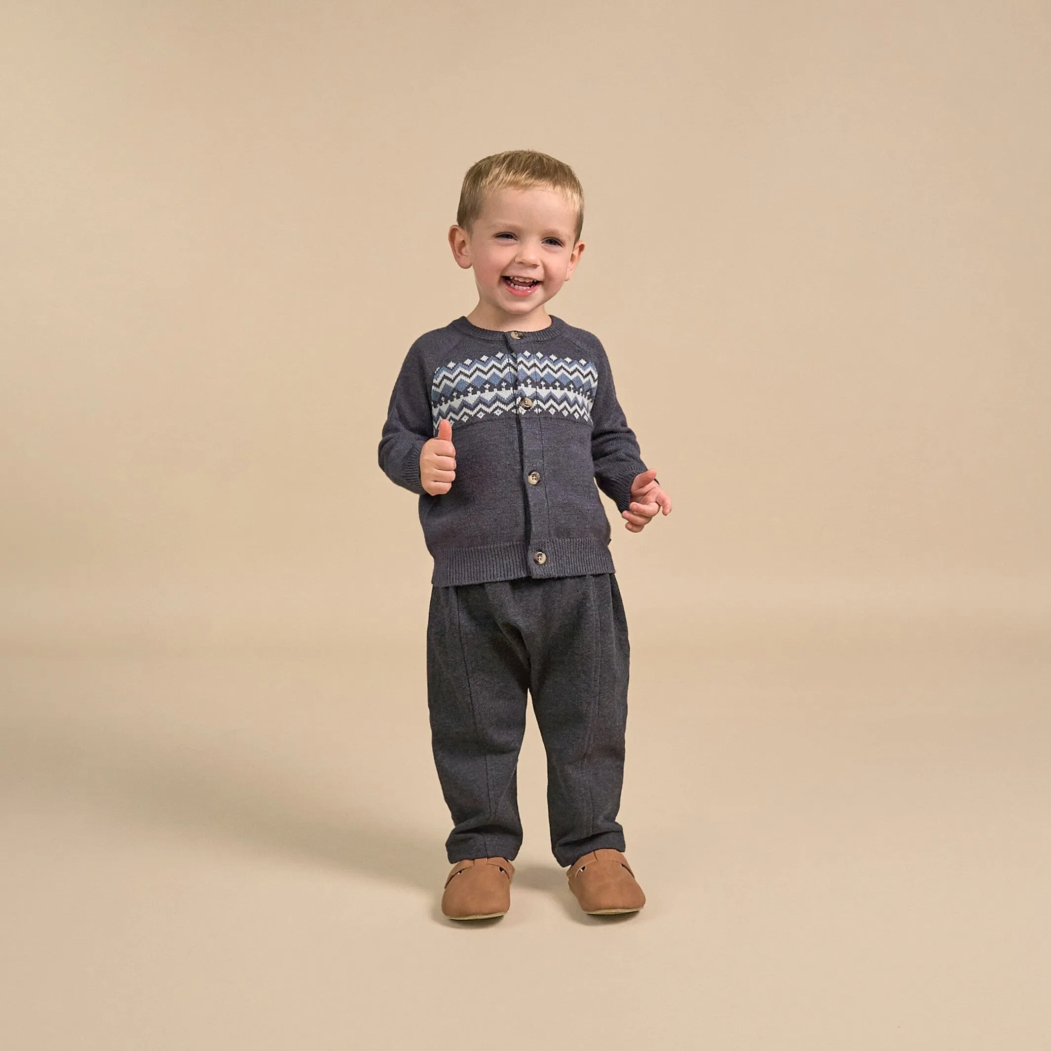 Baby Boys Dark Grey Heather Fair Isle Sweater