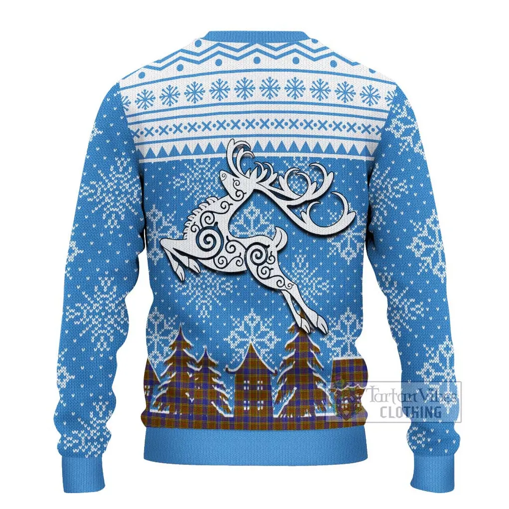 Balfour Clan Christmas Ugly Sweater with Tartan and Celtic Reindeer Style