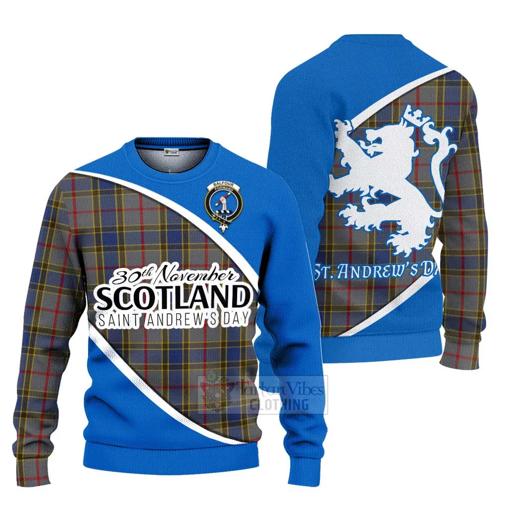 Balfour Family Crest Tartan Ugly Sweater Celebrate Saint Andrew's Day in Style