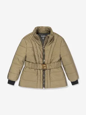 Balmain Girls Puffer Jacket in Gold