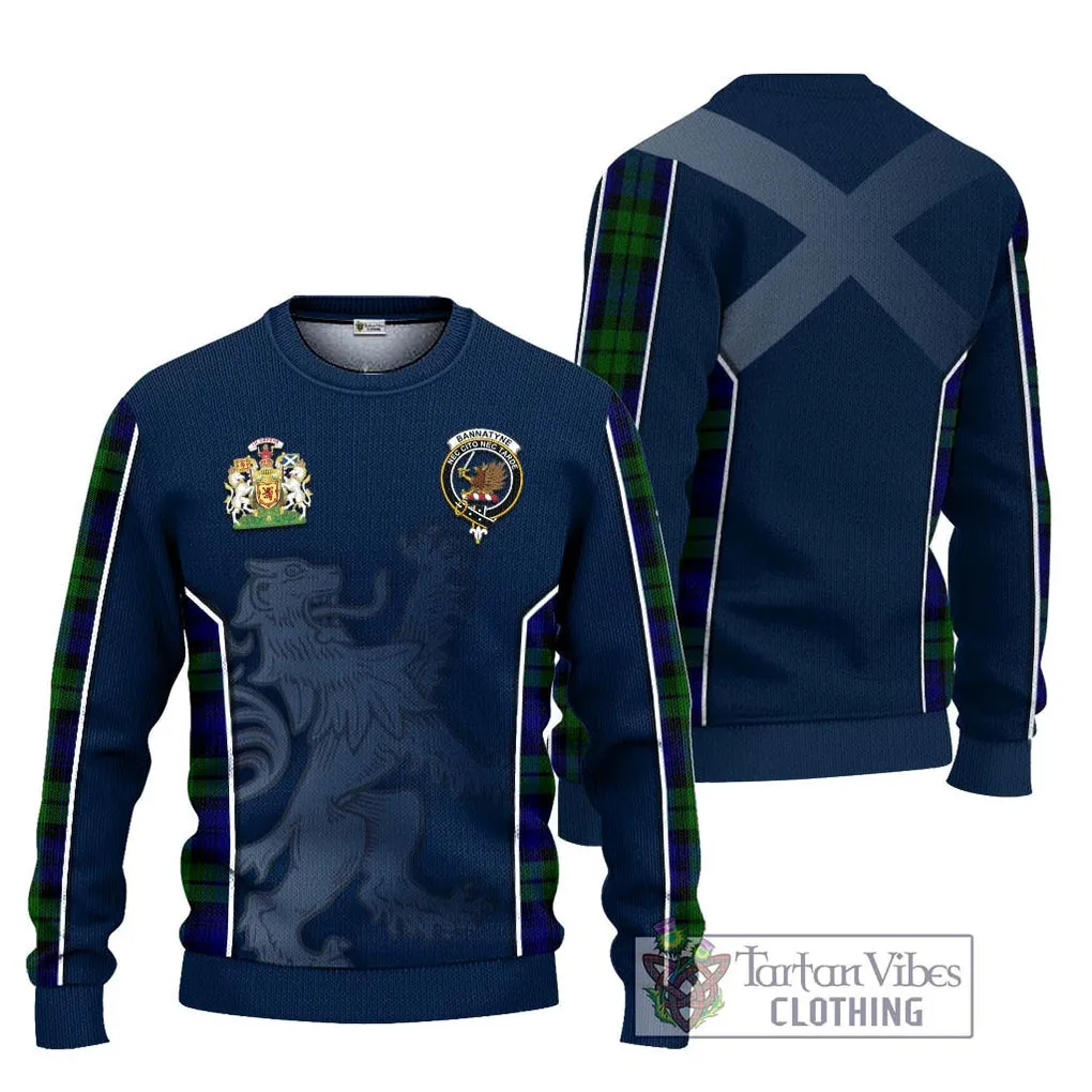 Bannatyne Tartan Ugly Sweater with Family Crest and Lion Rampant Vibes Sport Style