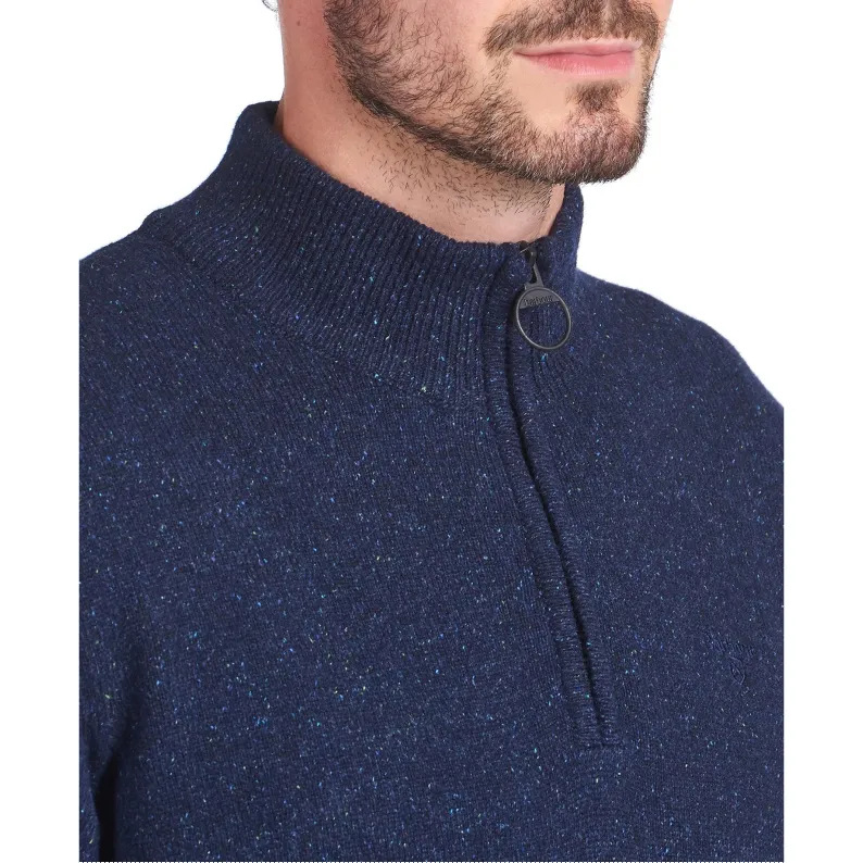 Barbour Tisbury Luxury Wool-Silk Blend Half-Zip Sweater Tweed-Fleck Comfort MKN1187NY91 Navy