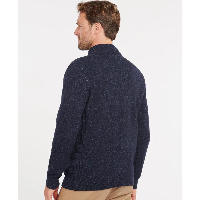 Barbour Tisbury Luxury Wool-Silk Blend Half-Zip Sweater Tweed-Fleck Comfort MKN1187NY91 Navy