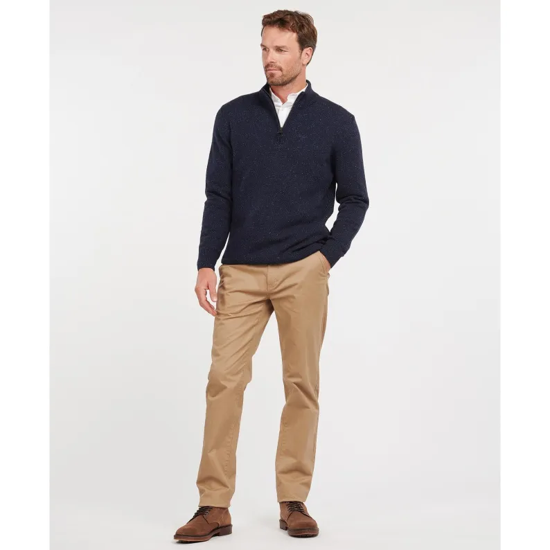 Barbour Tisbury Luxury Wool-Silk Blend Half-Zip Sweater Tweed-Fleck Comfort MKN1187NY91 Navy