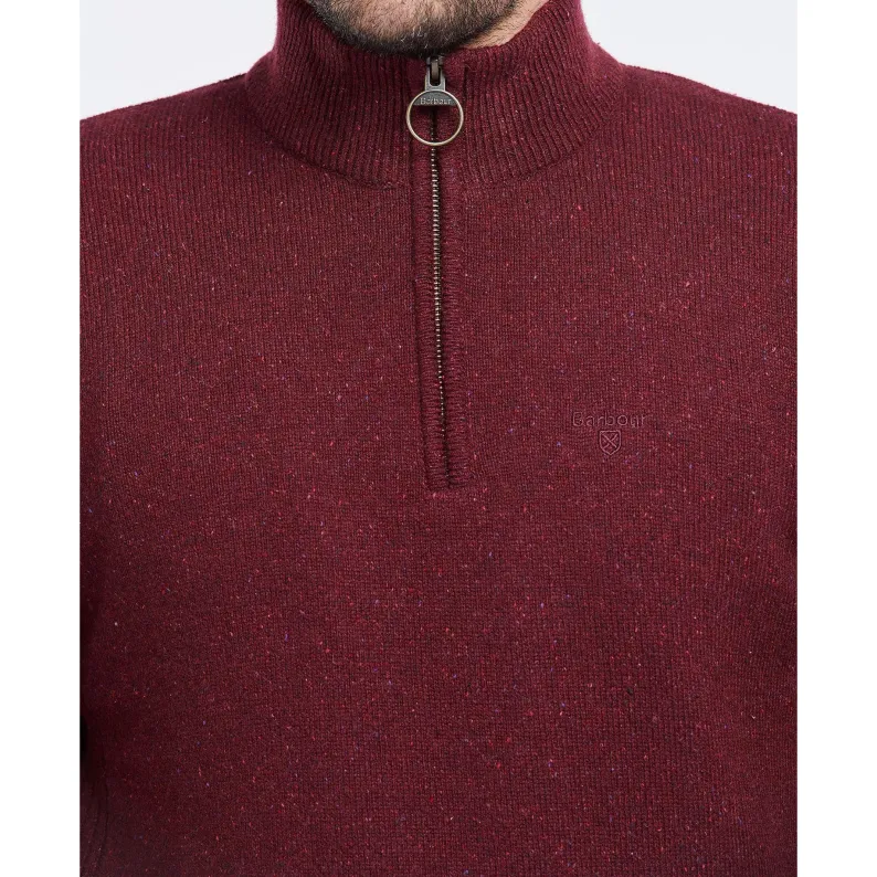 Barbour Tisbury Luxury Wool-Silk Blend Half-Zip Sweater: Tweed-Fleck Comfort MKN1187RE53 RUBY