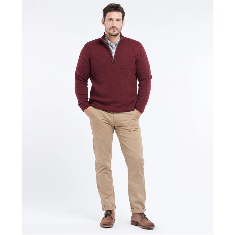 Barbour Tisbury Luxury Wool-Silk Blend Half-Zip Sweater: Tweed-Fleck Comfort MKN1187RE53 RUBY