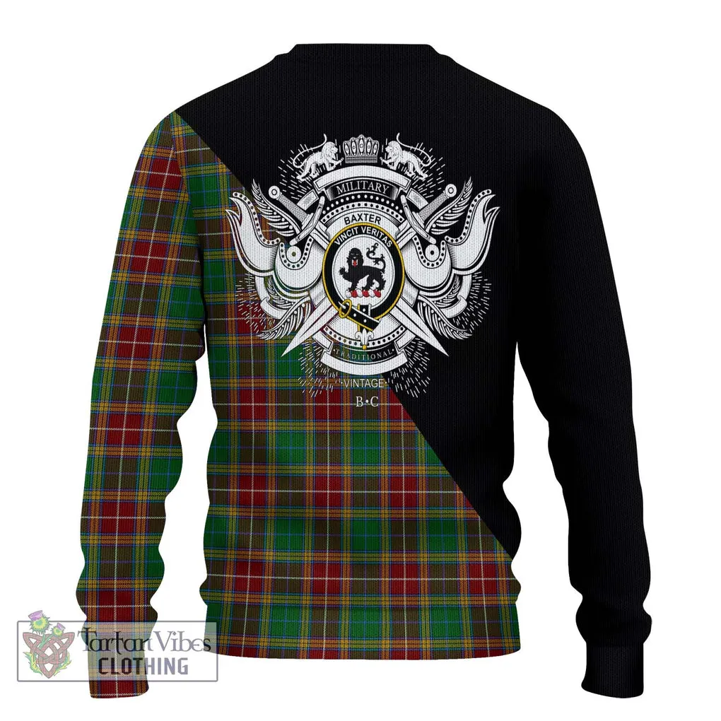 Baxter Tartan Ugly Sweater with Family Crest and Military Logo Style