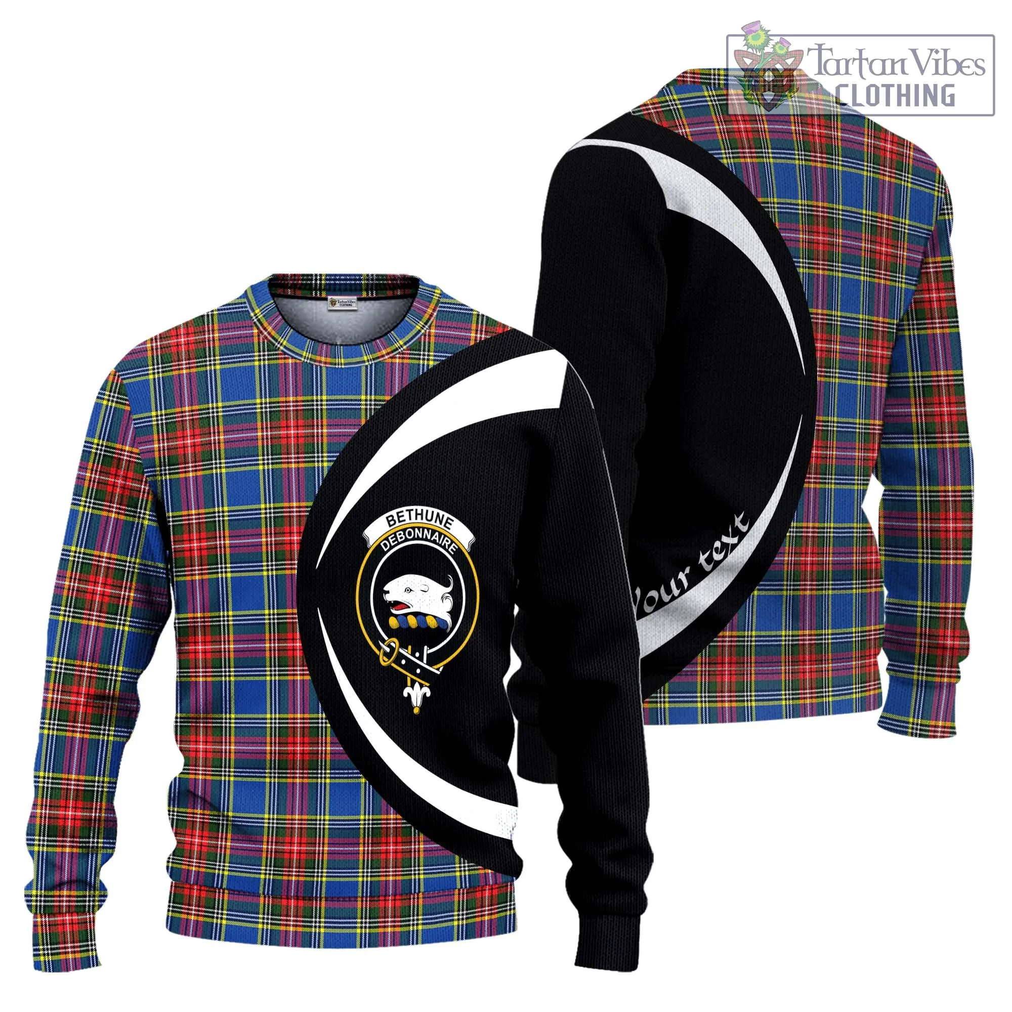 Bethune Tartan Ugly Sweater with Family Crest Circle Style