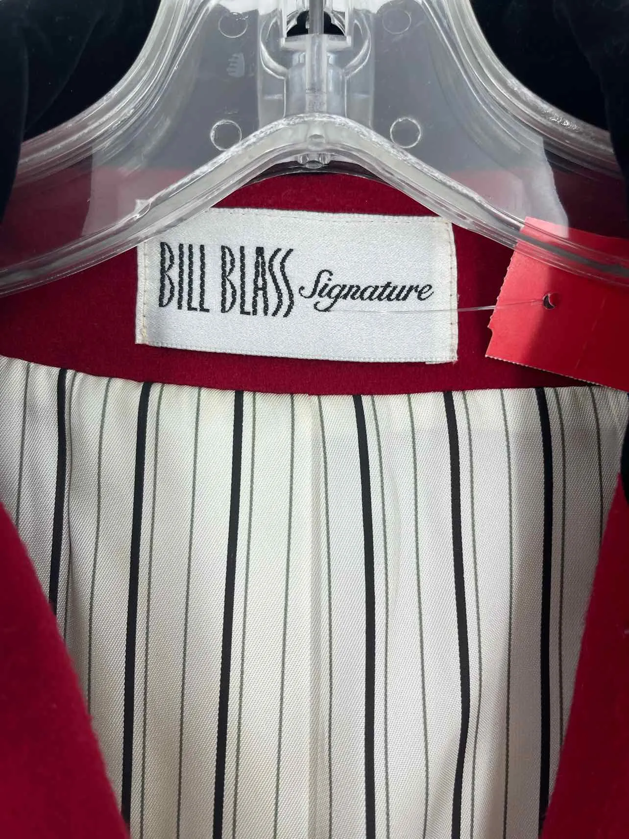 Bill Blass Size XL Red/Black Double Breasted Wool Vintage Coat