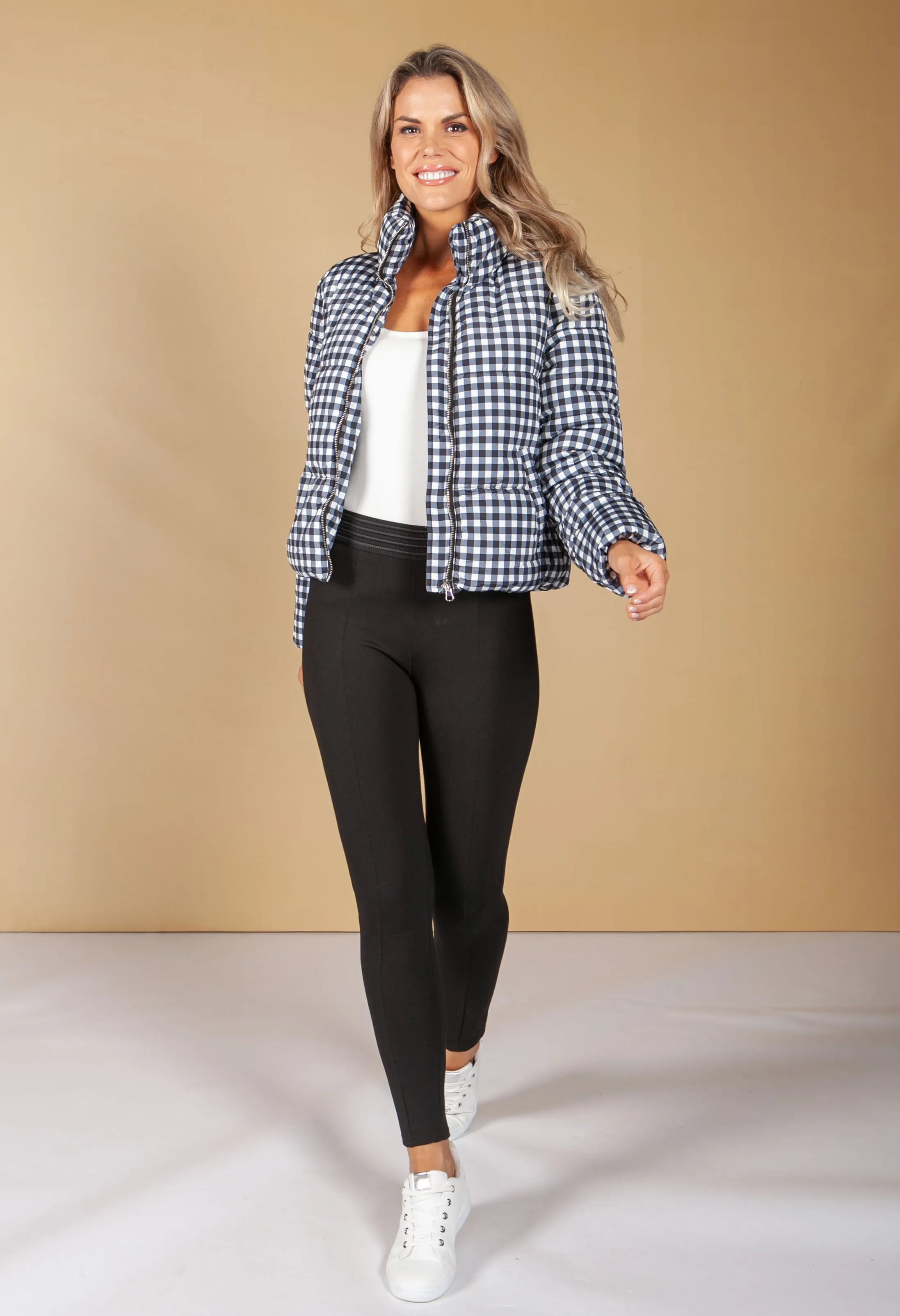 Black Check Puffer Jacket