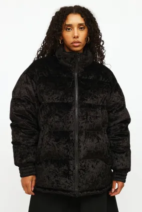 Black Velvet Puffer Jacket