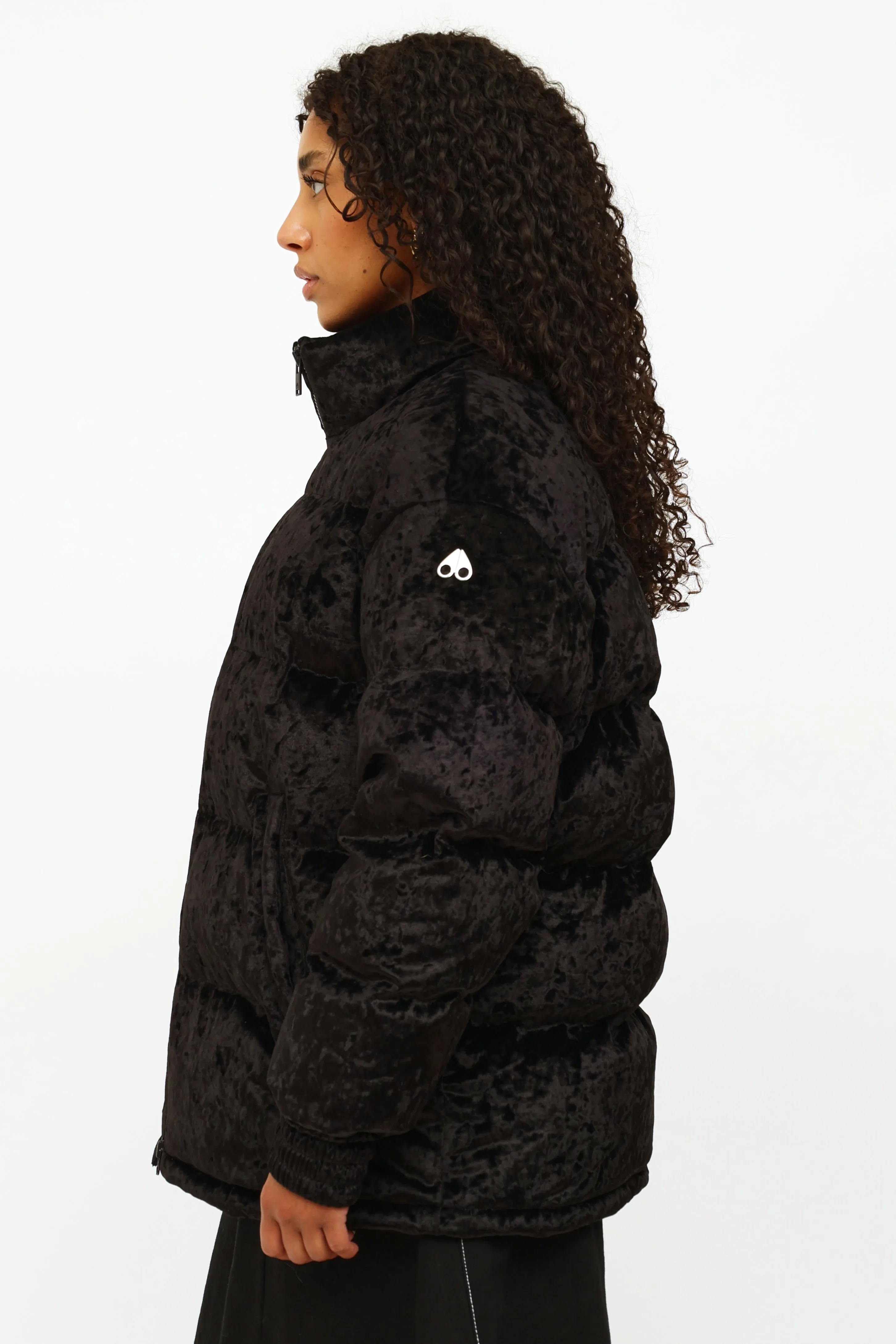 Black Velvet Puffer Jacket