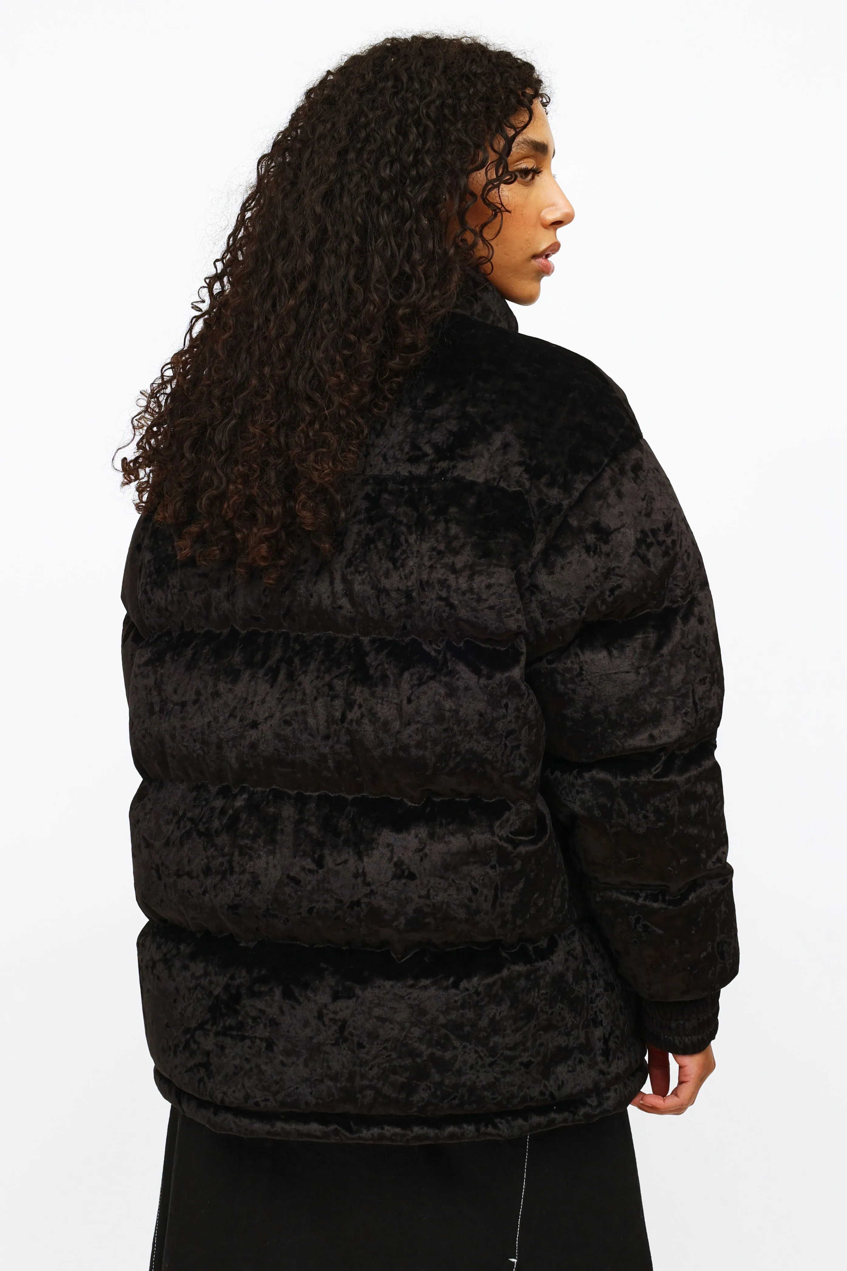 Black Velvet Puffer Jacket