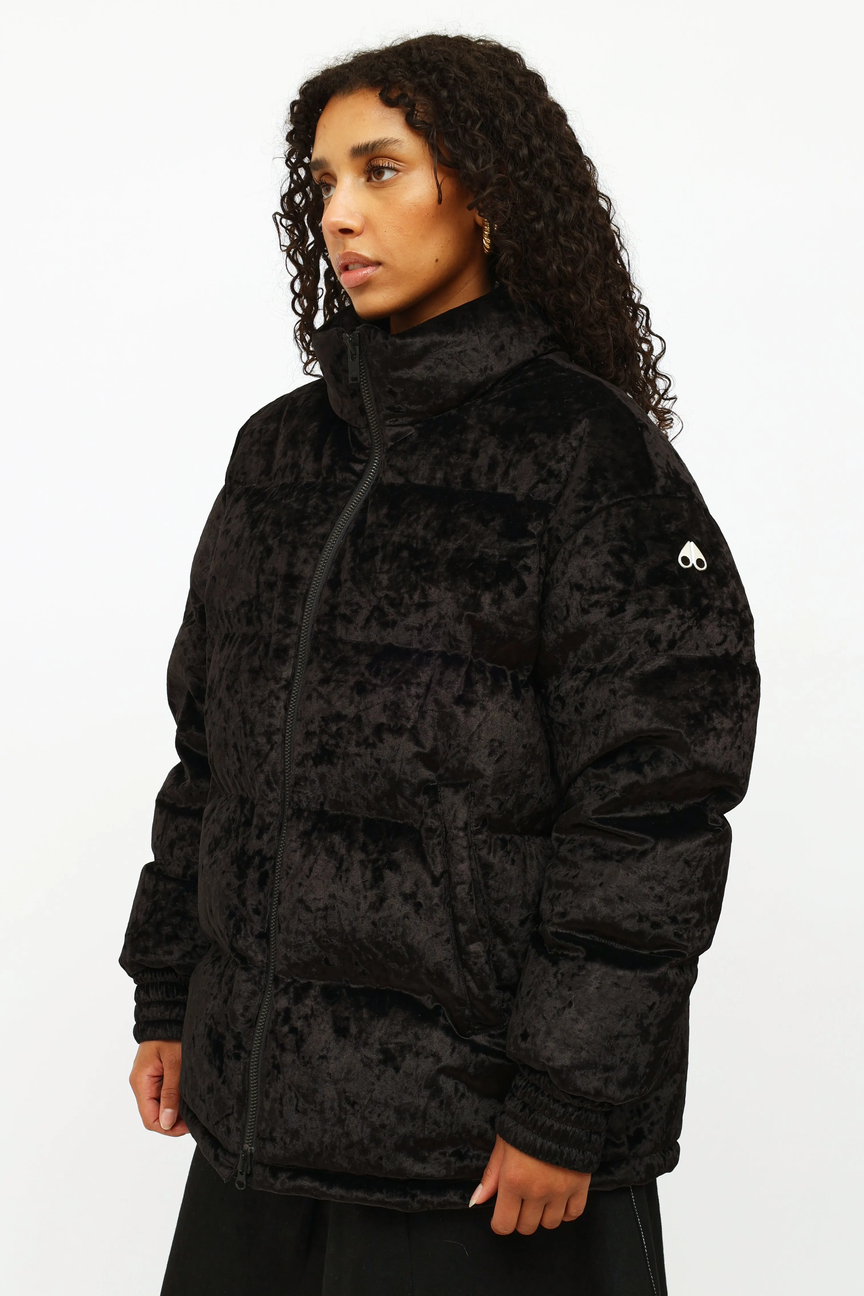 Black Velvet Puffer Jacket