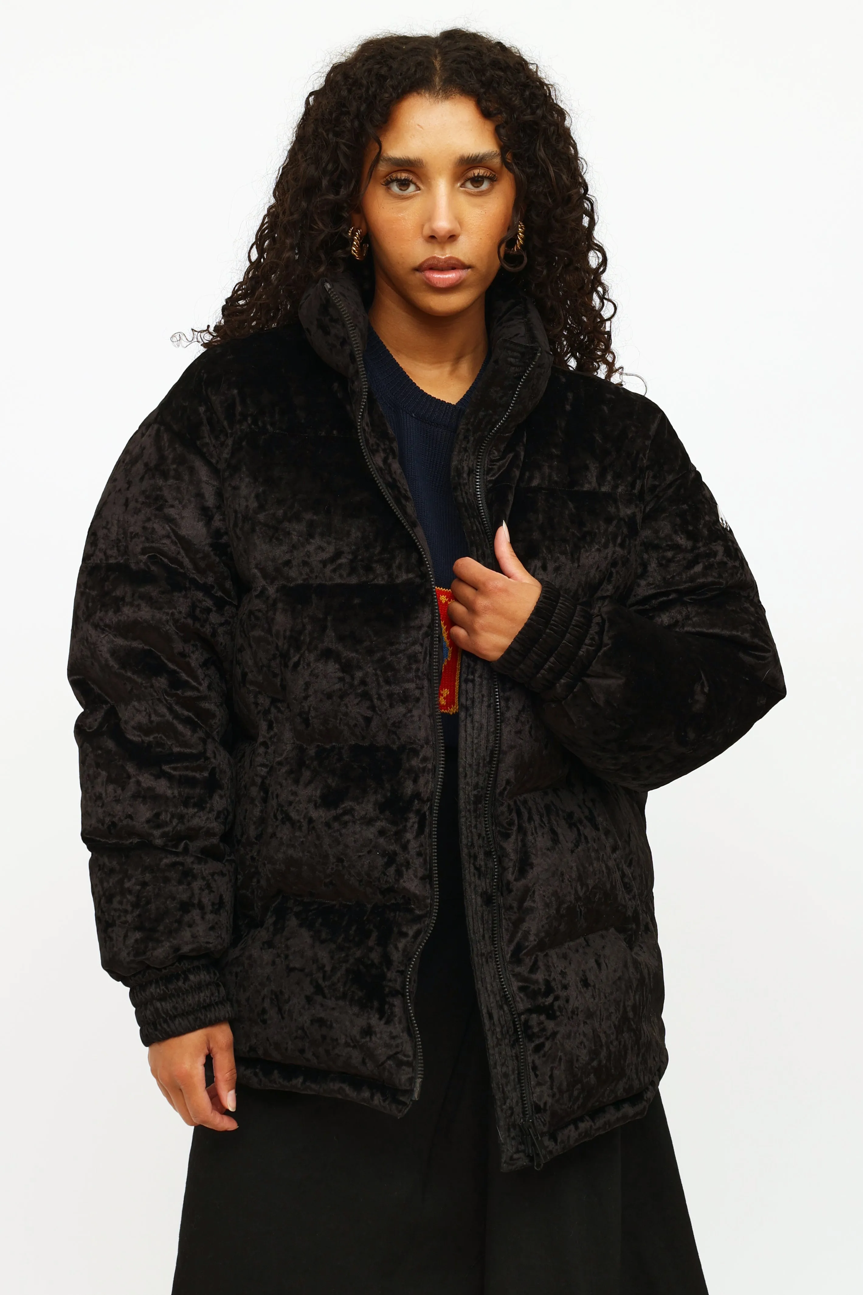 Black Velvet Puffer Jacket