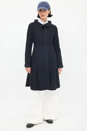 Black Wool Mid Length Embellished Coat