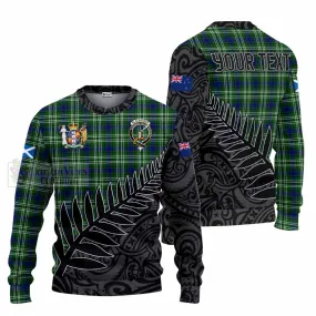 Blackadder Crest Tartan Knitted Sweater with New Zealand Silver Fern Half Style