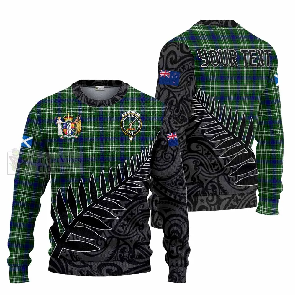 Blackadder Crest Tartan Knitted Sweater with New Zealand Silver Fern Half Style