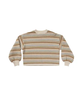 Boxy Crop Sweater Honeycomb Stripe