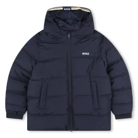 Boys Navy Logo Puffer Jacket