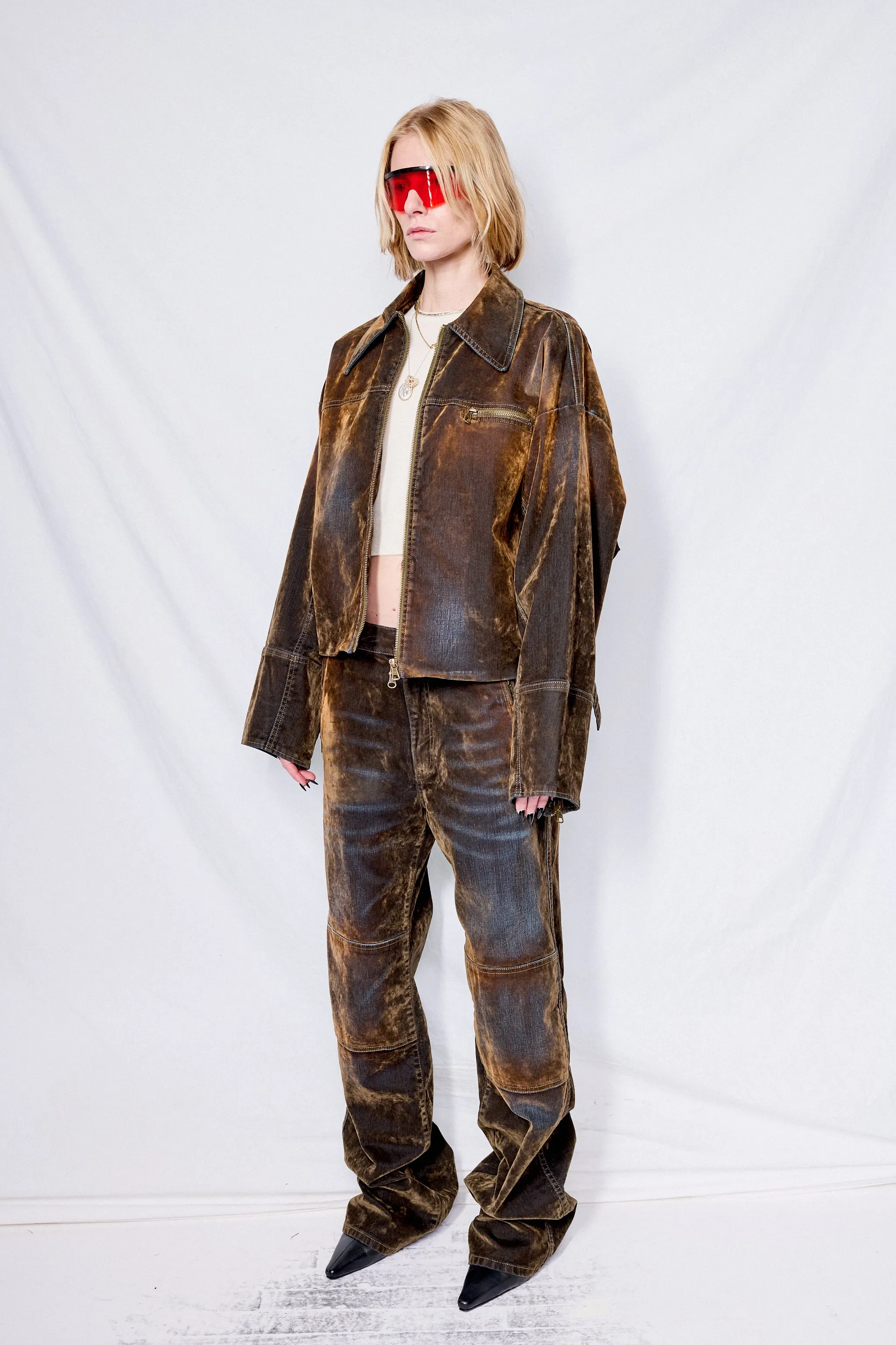 Brown Macfly Velvet Denim Jacket