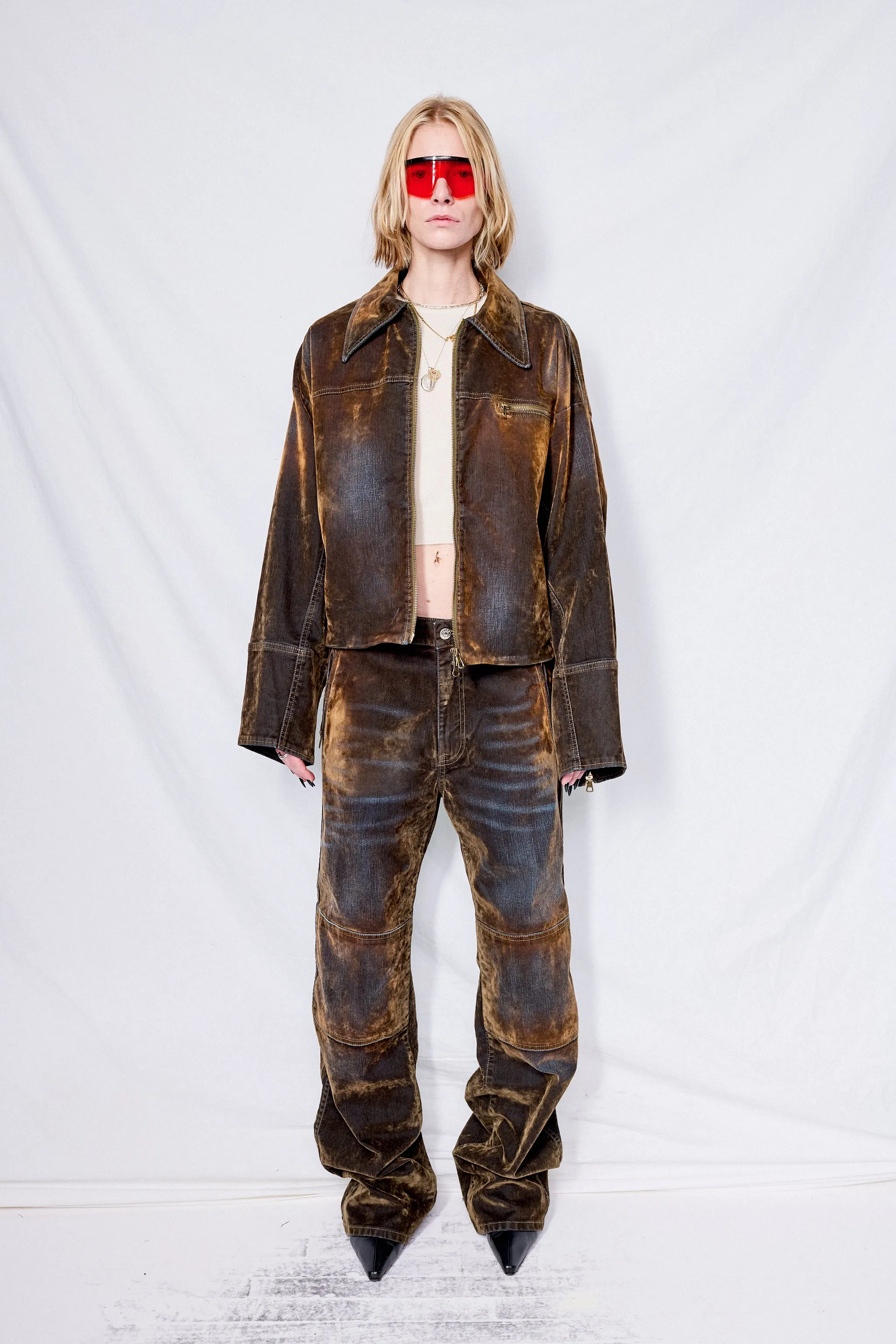 Brown Macfly Velvet Denim Jacket