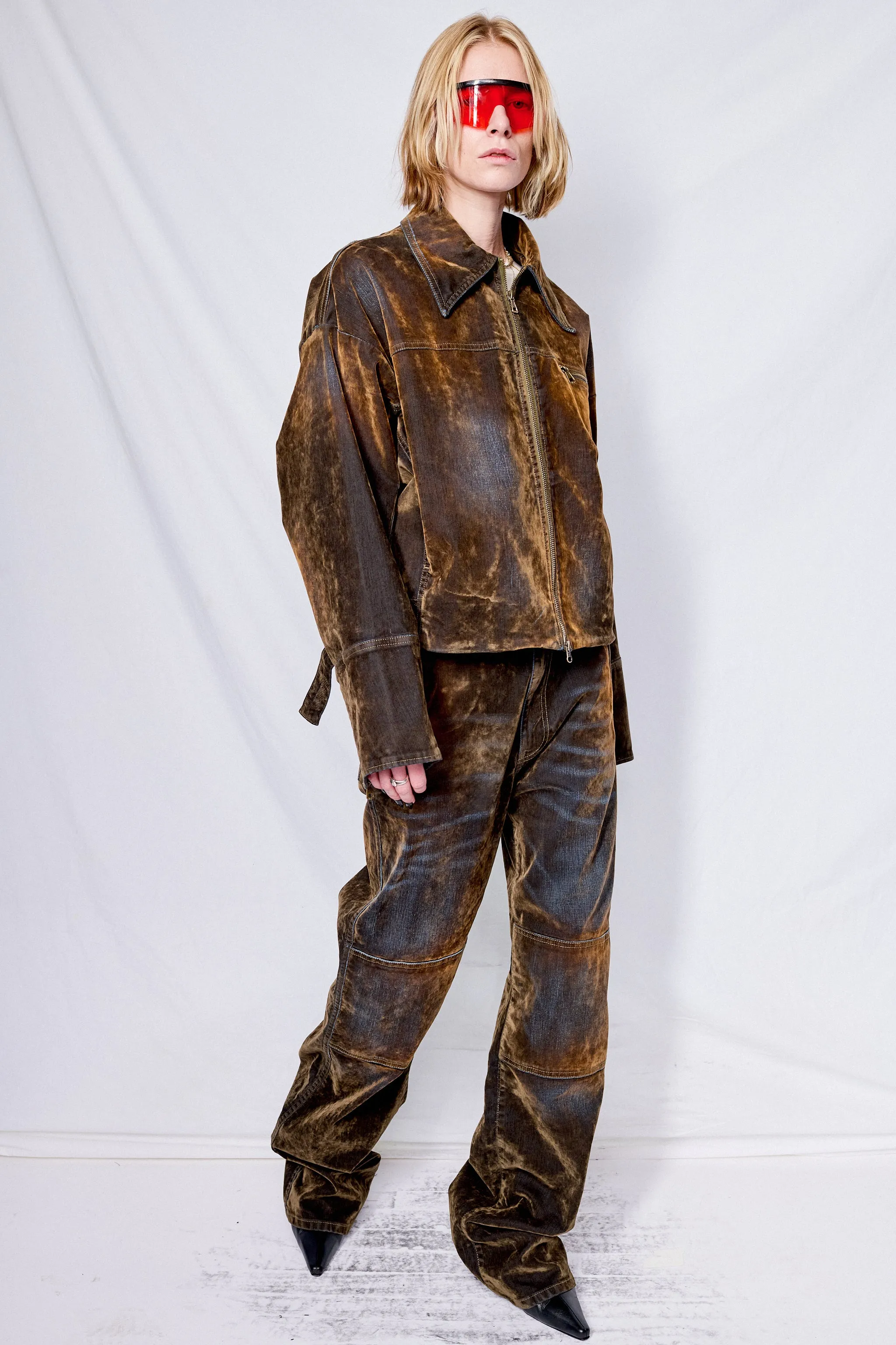 Brown Macfly Velvet Denim Jacket